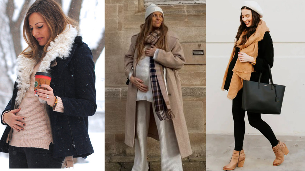 Интересные и милые зимние образы для беременных