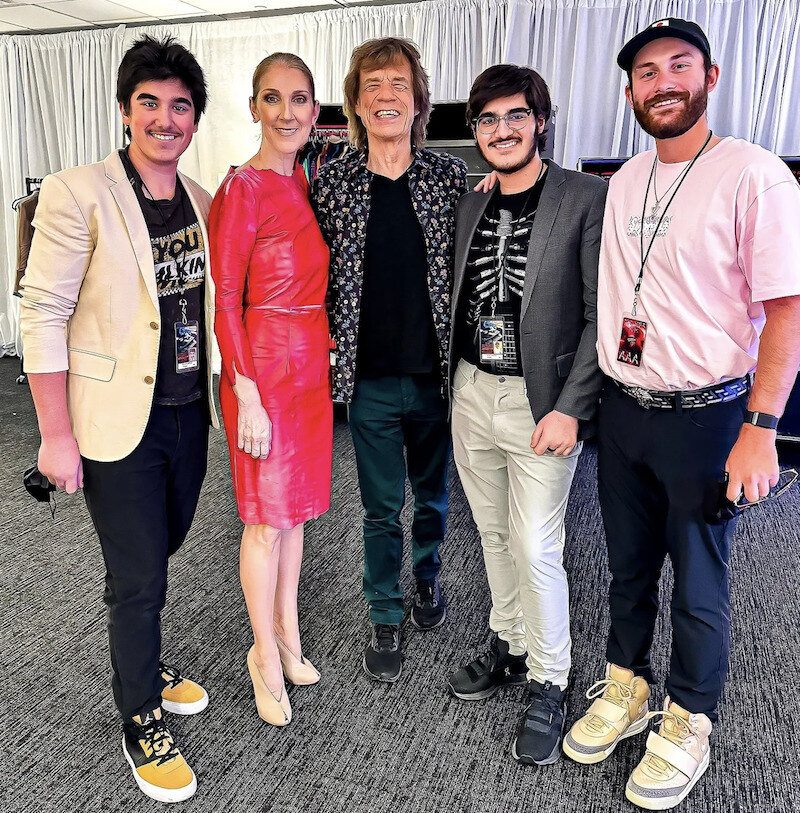 Селин Дион с сыновьями и Миком Джаггером