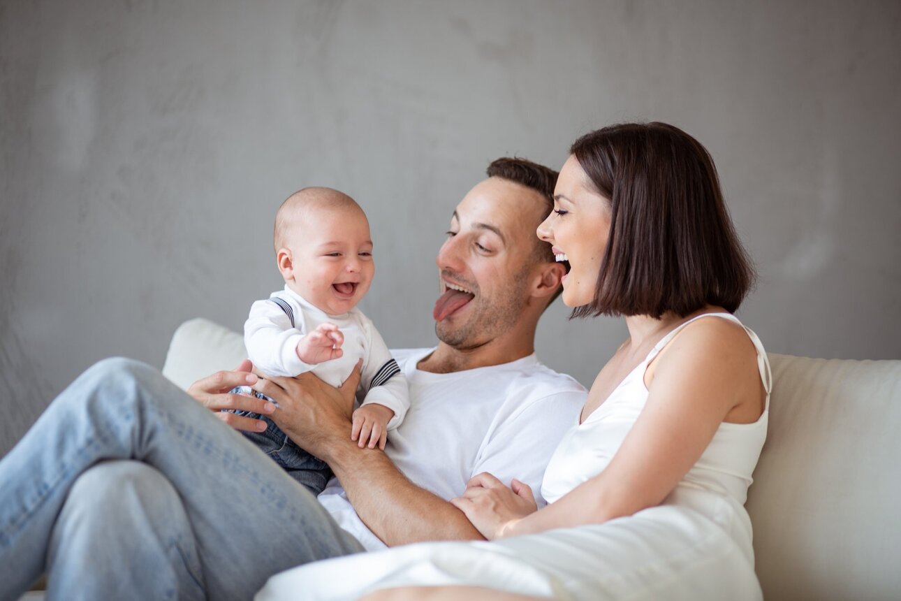 Анна Глаубэ с мужем Павлом Левкиным и сыном Даниилом