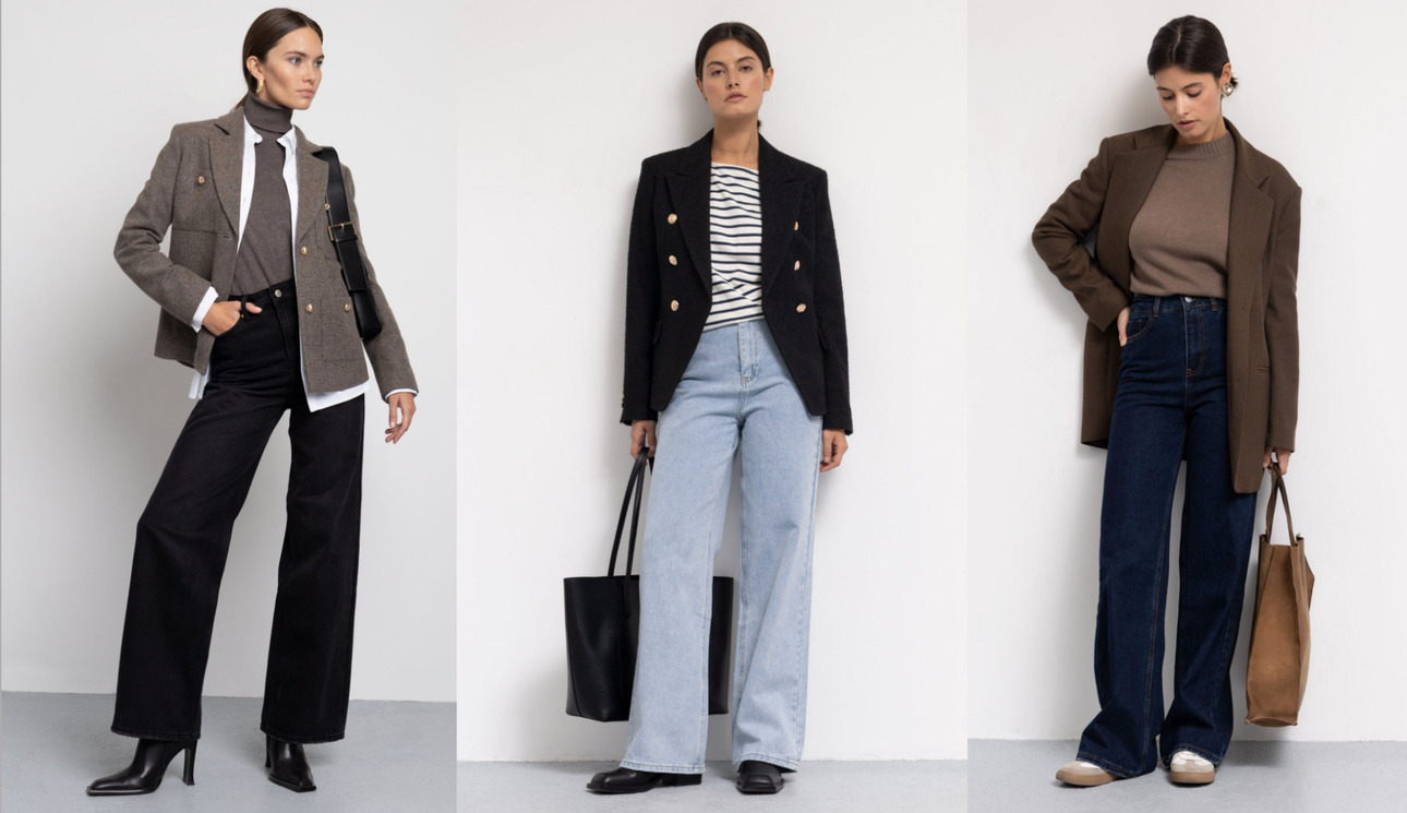 Джинсы разных цветов российского бренда Emka