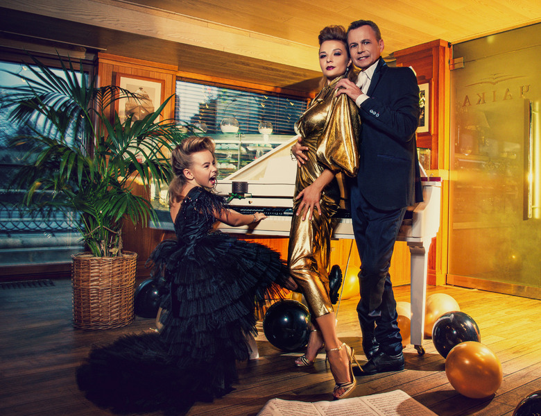 Владимир Левкин с женой Марусей и дочерью Никой