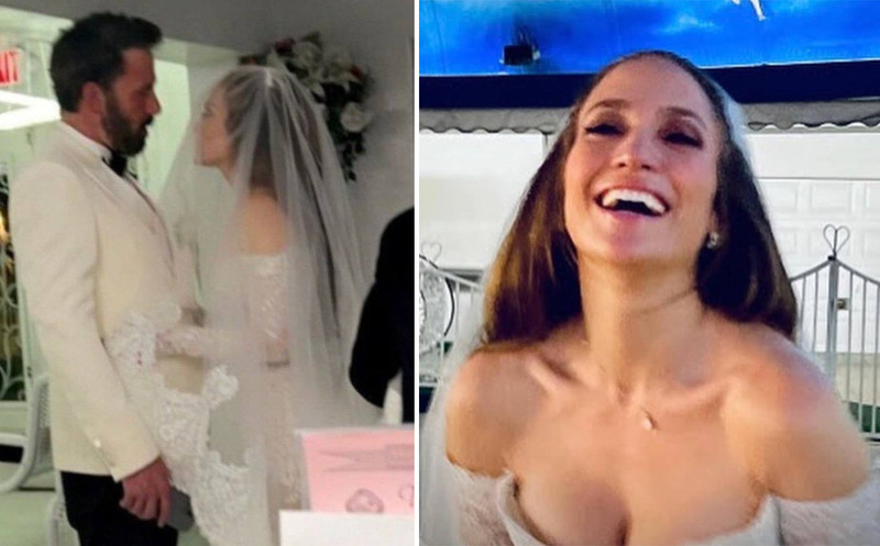 На церемонию Лопес надела платье с открытыми плечами и длинными рукавами