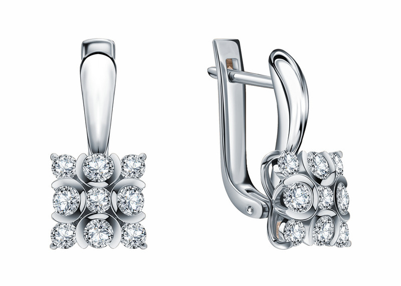 SUNLIGHT ЗОЛОТЫЕ СЕРЬГИ «БРИЛЛИАНТЫ ЯКУТИИ», АРТИКУЛ: 75617