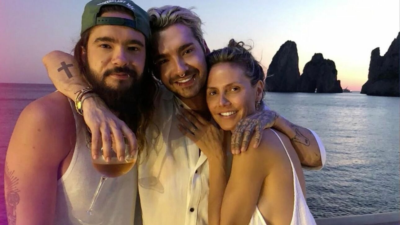 Том Каулитц с братом и Хайди Клум