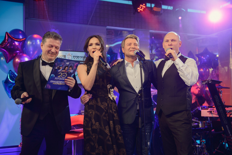 Николай Басков и ведущие шоу «Мурзилки Live» Брагин, Гордеева и Захар