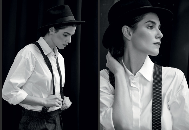 Рубашка, Vassa & Co; брюки, Preen by Thornton Bregazzi (LaRobe); подтяжки, Stella McCartney (VIPAVENUE); шляпа, Myari