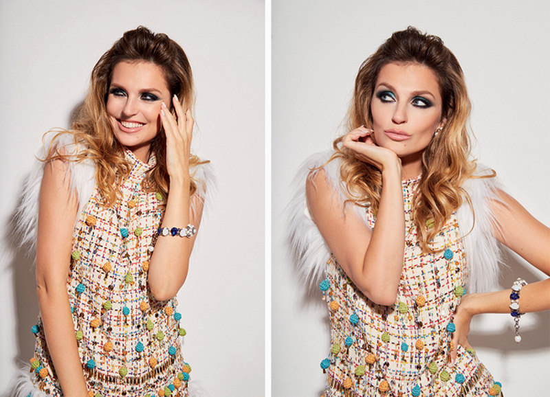 Платье, ElizabetTA Franchi; серьги и браслет, все – rushev