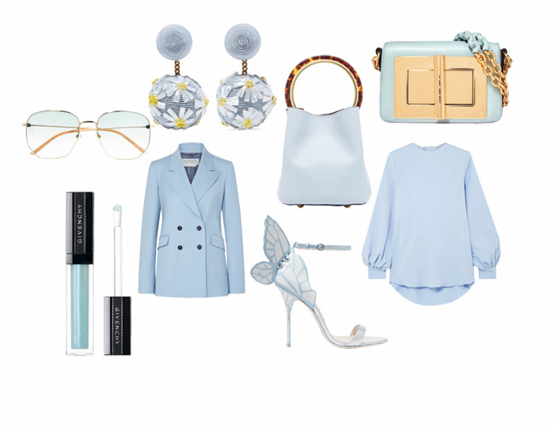 Небесно-голубой можно сочетать с белым и золотым