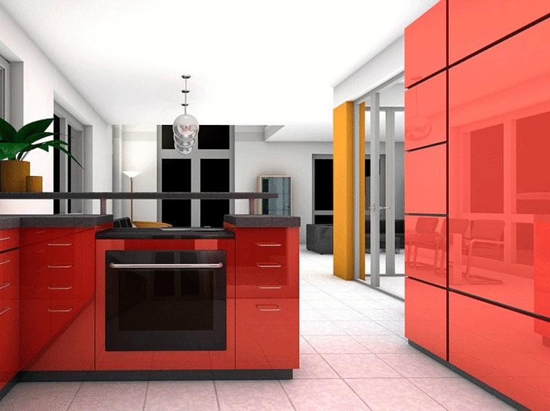 Яркие цвета кухни вызывают аппетит