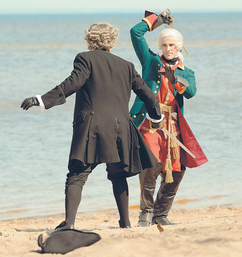 Марк Богатырев играет вымышленного персонажа Василия Залесского. Ради роли актер учился верховой езде и фехтованию