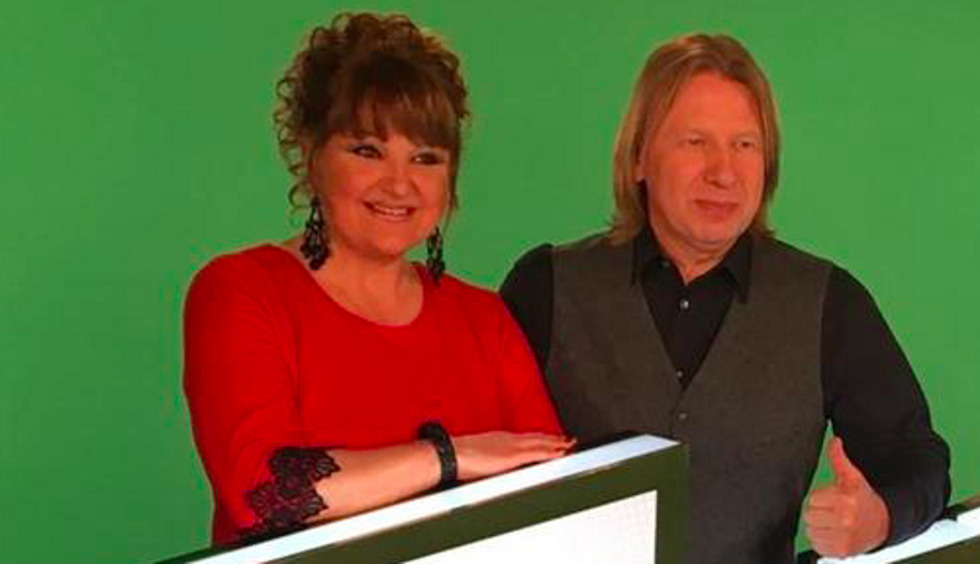 Маргарита Суханкина с Виктором Дробышем на съемках новой передачи