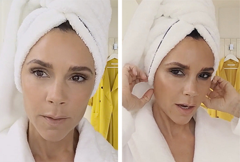 Виктория Бекхэм до и после нанесения макияжа