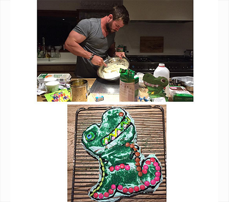 Крис Хемсфорт решил сам приготовить торт для дочери 