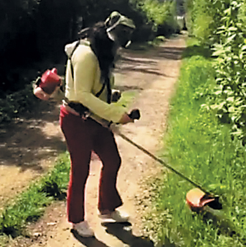 Лолита Милявская косит траву на даче