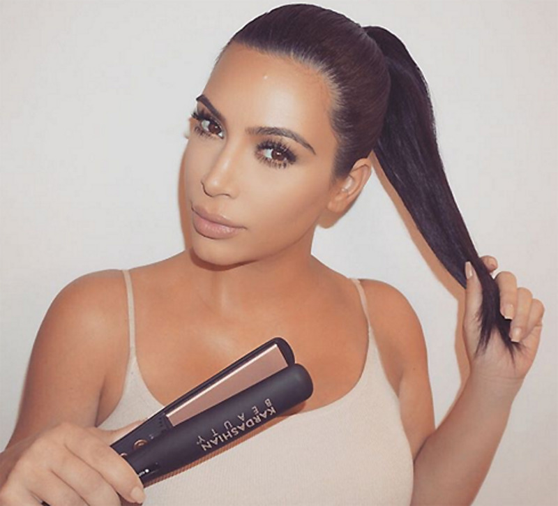 Грязные волосы Ким Кардашьян собирает в хвост