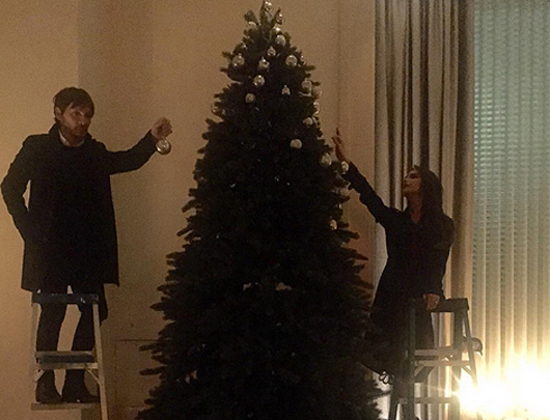 Виктория Бекхэм и Кен Пэвес наряжают елку