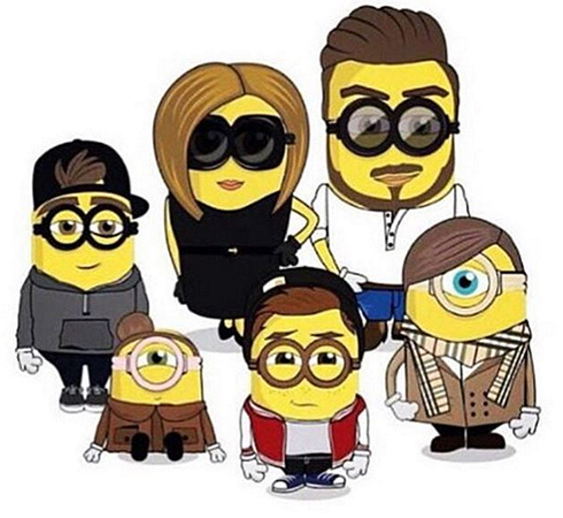 Семейство Бекхэмов в виде миньонов