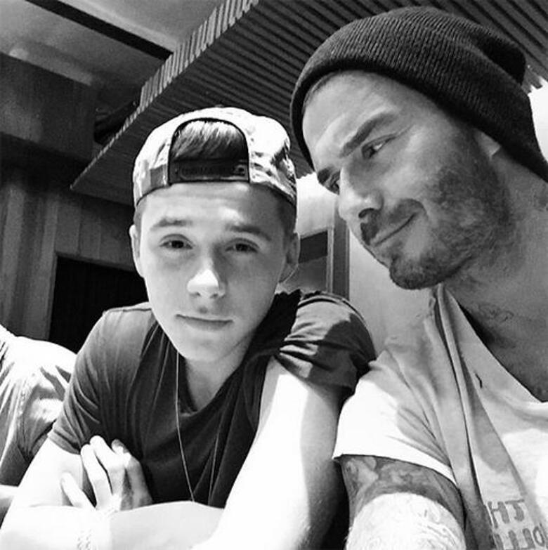 Дэвид Бекхэм и его старший сын Бруклин. Фото: Instagram.com/brooklynbeckham.