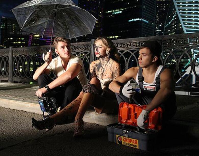 Алексей Воробьев и Настя Кудри на съемках клипа «Скажи». Фото: материалы пресс-служб.