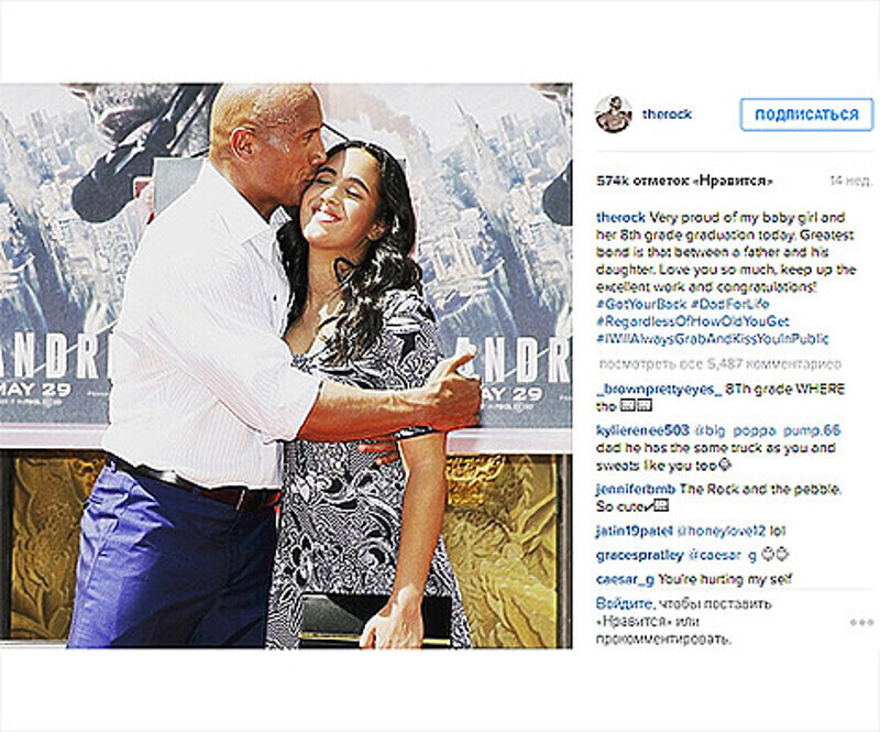 У Дуэйна Джонсона есть 14-летняя дочь Симон от брака с Дэни Гарсия. Фото: Instagram.com/therock.