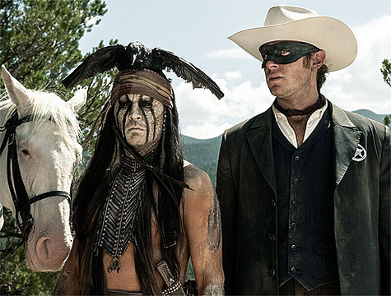 Джонни Депп и Арми Хаммер. Кадр из фильма «Одинокий рейнджер».