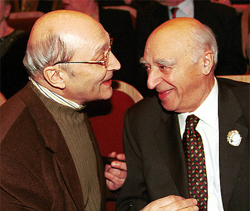 Михаил Козаков и Владимир Этуш на праздновании 65-летия Дома Актера.