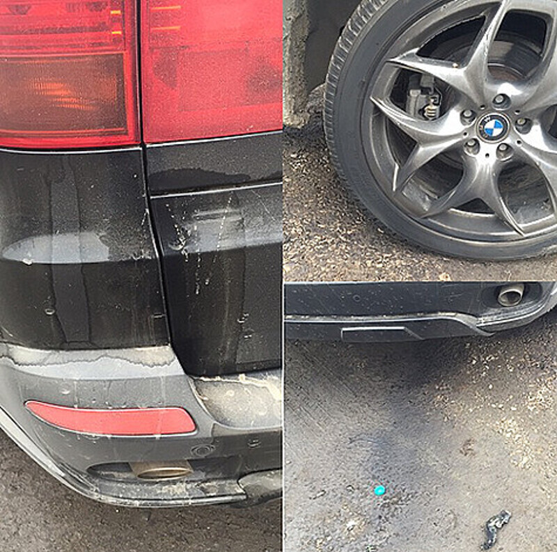 Terekhinmisha: “Спасибо охране которая вовремя все потушила, подожгли колесо которое у бака облили багажник и горящую бутылку кинули под бак..!” Фото: Instagram.com/terekhinmisha.