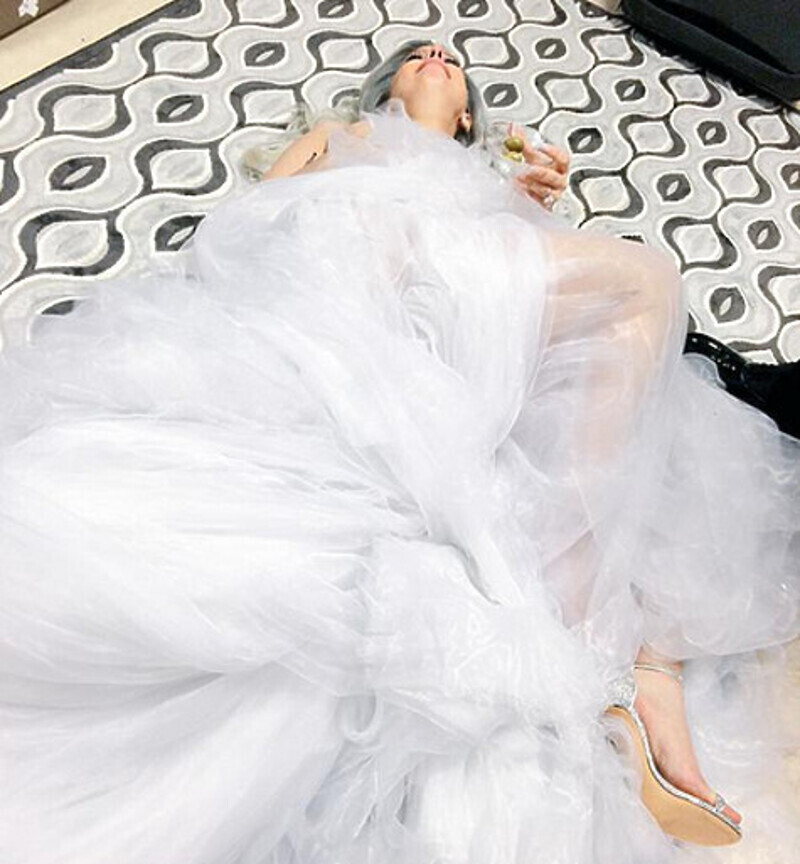 Леди Гага без сил упала на пол кабинета. Фото: социальные сети