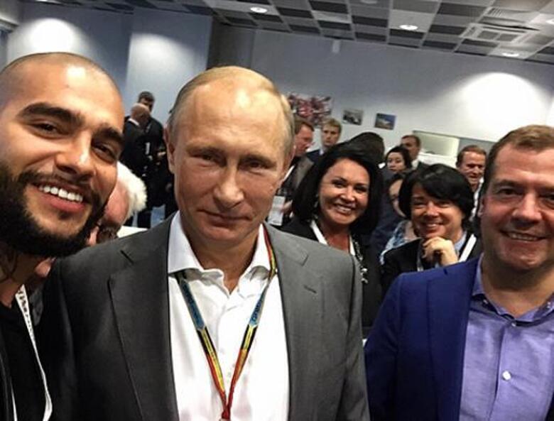 Владимир Путин, Дмитрий Медведев и Тимати. Фото: Instagram.com.
