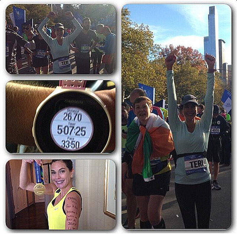 Тери Хэтчер преодолела дистанцию в 42 километра за 5 часов, 7 минут и 25 секунд. Фото: Twitter.com/@HatchingChange.