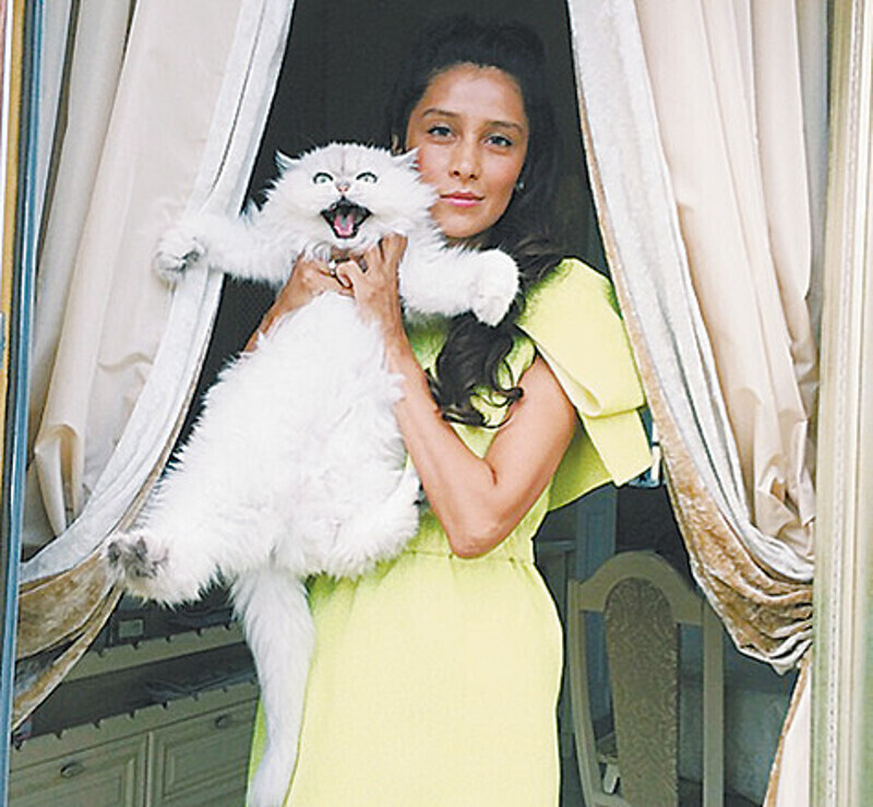 Равшана Куркова, кошка Маруся и мистер Клаус. Фото: Instagram.com.