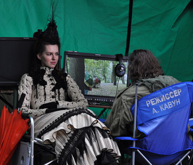 Лянка Грыу на съемках фильма