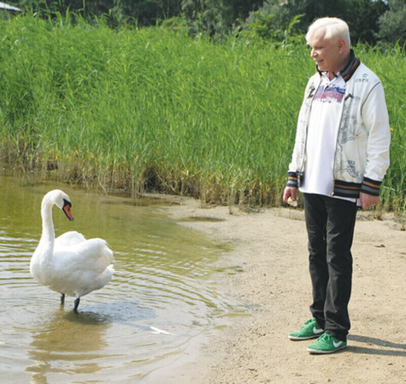 Борис Моисеев любит кормить лебедей. Фото: Лилия Шарловская.