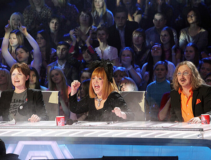 Алла Пугачева, Игорь Николаев и Диана Арбенина на съемках шоу "Фактор А". Фото: Лилия Шарловская.