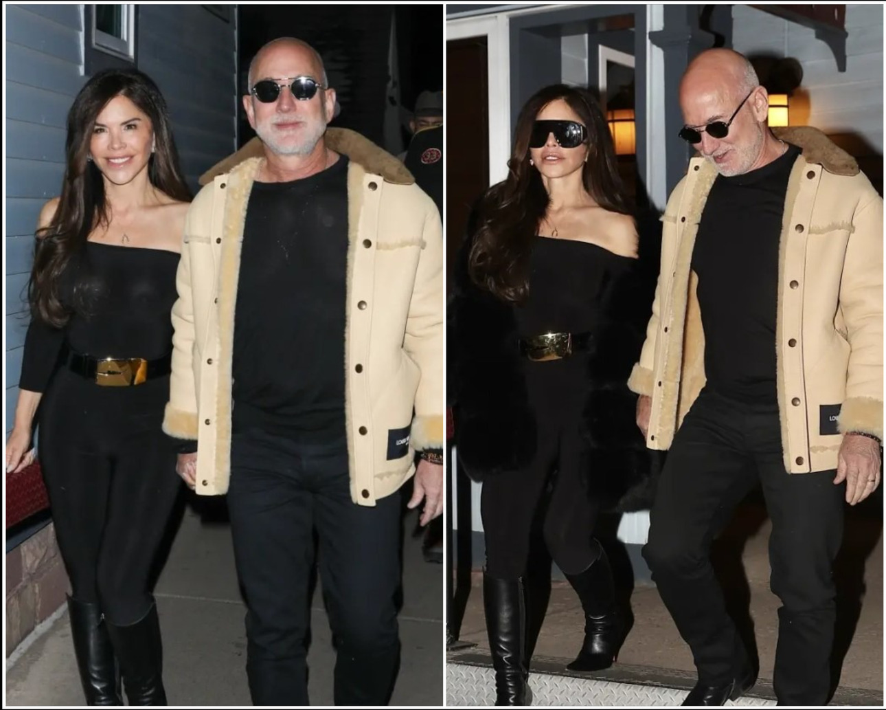 Лорен Санчес появилась с&nbsp;Безосом в&nbsp;total black костюме с&nbsp;открытыми плечами